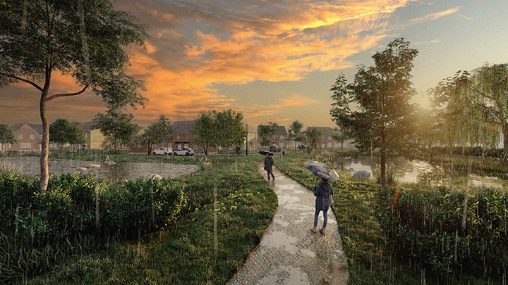 Artistic impression of SuDS wet
