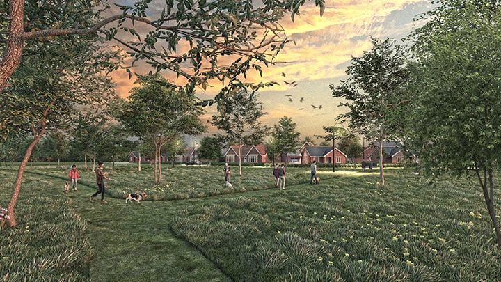 Artistic impression of green open space